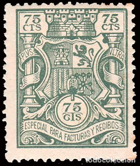 Sellos: Espa&ntilde;a - Fiscales - Facturas y Recibos - Alemany ** 25 -1932/36 - 75 cts.