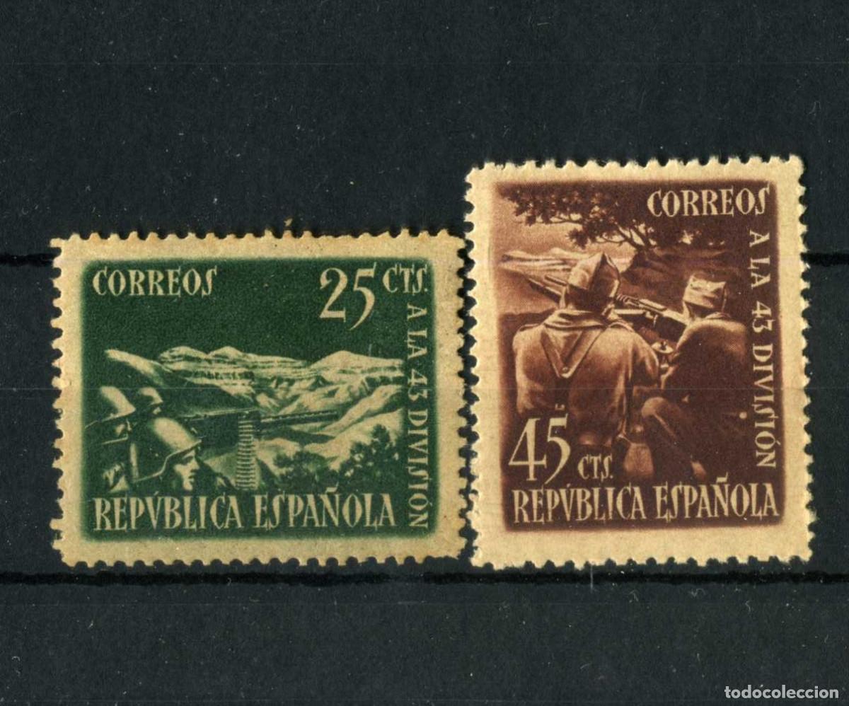 Sellos: XS- GUERRA CIVIl 1938 Homenaje a la 43 Divisi&oacute;n 2 Sellos de 25 y 45 Cts. Edifil 787-788