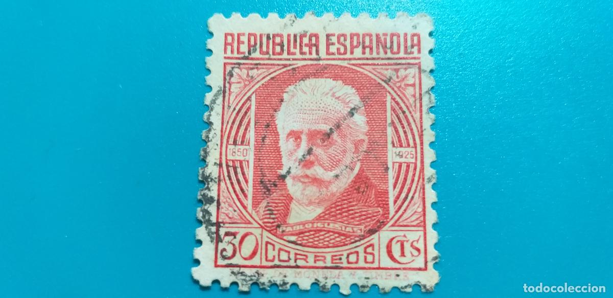 Sellos: USADO. A&Ntilde;O 1936 - 1938. EDIFIL 734. Cifras. Personajes. Pablo Iglesias.