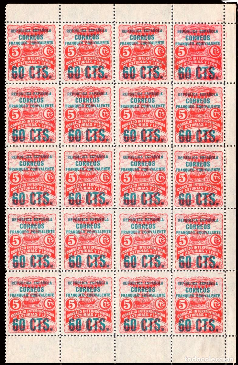 Sellos: Espa&ntilde;a - Asturias y Le&oacute;n - Edi ** 10 Bl. 20 - 1937 - Habilitados