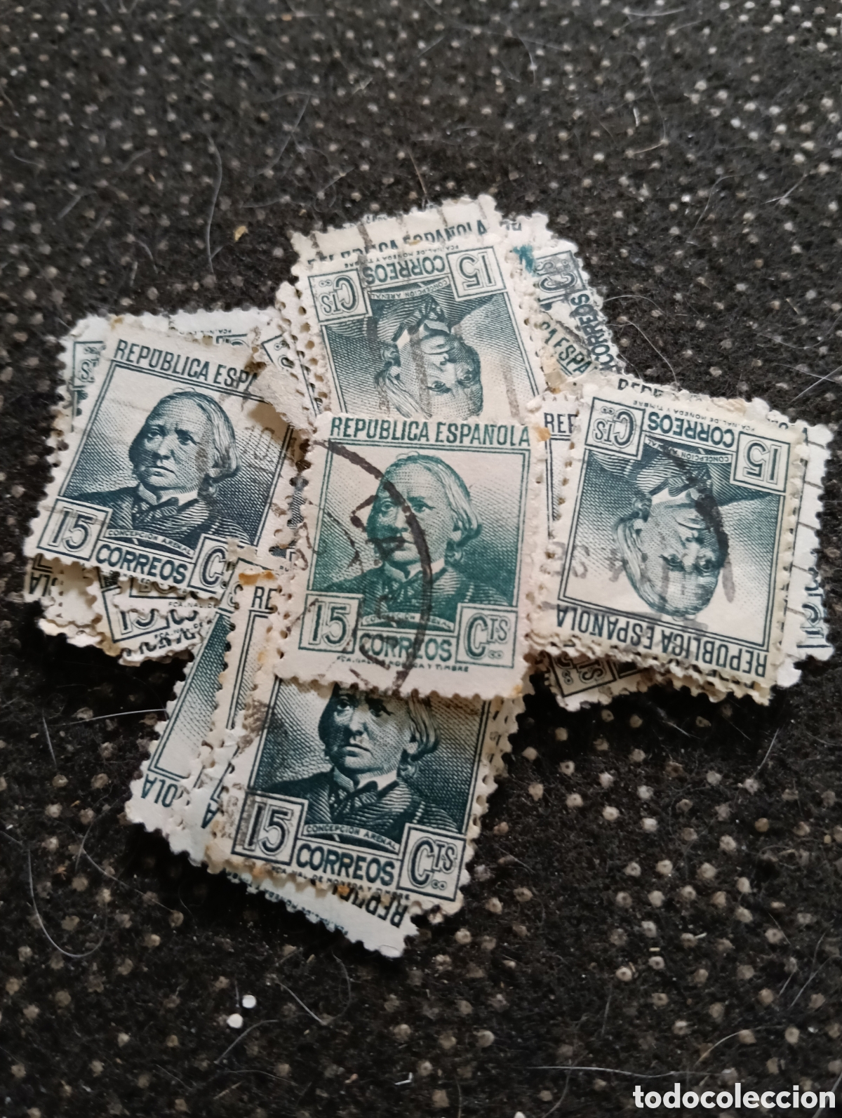 Sellos: Lote de 50 Sellos 15 c&eacute;ntimos REP&Uacute;BLICA ESPA&Ntilde;OLA. CORREOS. Concepci&oacute;n Arenal.