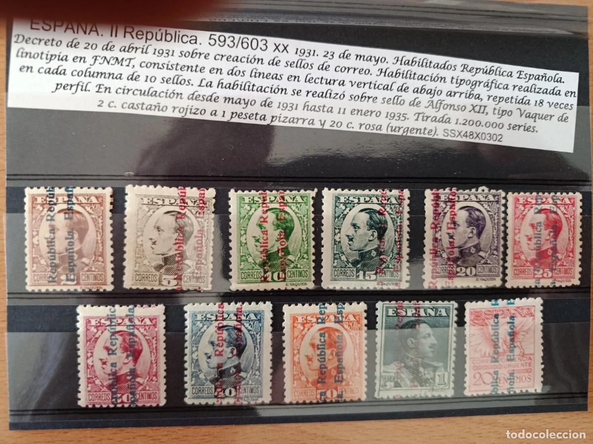 Sellos: ESPA&Ntilde;A 1931 ALFONSOXIII (REPUBLICA) SOBRECARGADOS EDIFIL 593/03 NUEVOS SE&Ntilde;AL FIJASELLOS.