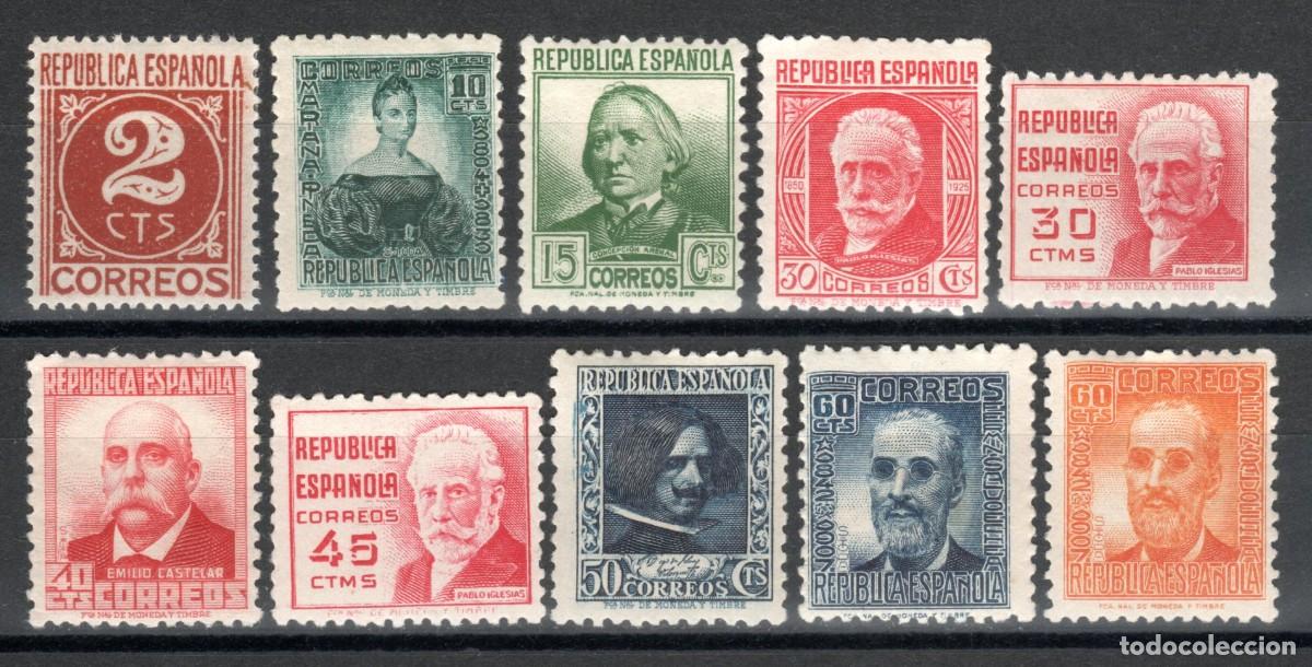 Sellos: EDIFIL 731-740 CIFRA Y PERSONAJES 1936-1938 (SERIE COMPLETA). MLH.