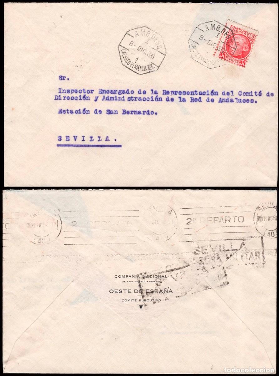 Sellos: Espa&ntilde;a - Edi o 687 - Sobre Mat &rdquo;AMB. Descd. I - 1 - C&aacute;ceres - Plasencia Mix.&rdquo;