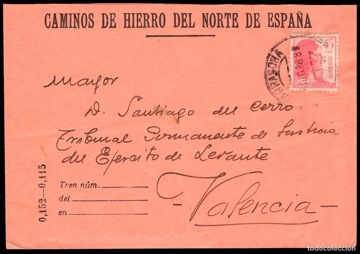 Sellos: Espa&ntilde;a - Edi o 752 - Sobre Mat &rdquo;Tarragona 18/Dic./38&rdquo; a Valencia - Membrete &rdquo;Caminos de...&rdquo;