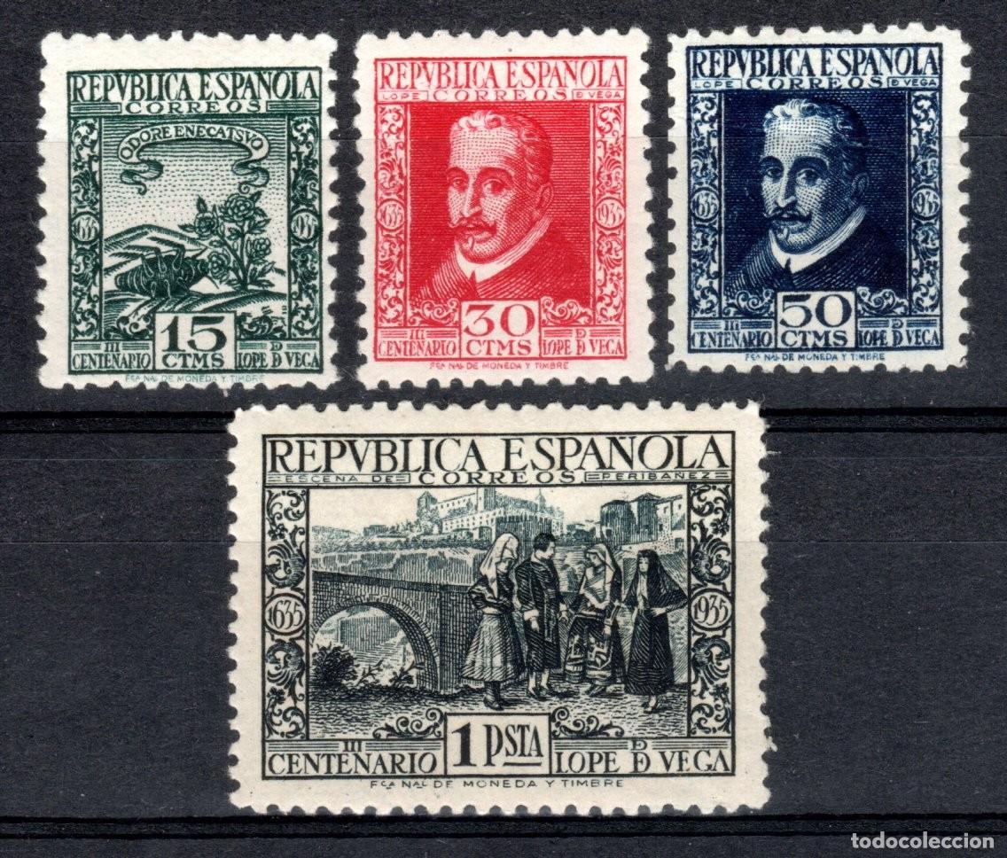Sellos: EDIFIL 690-693 CENTENARIO MUERTE DE LOPE DE VEGA 1935. CENTRADO DE LUJO. V.CAT&Aacute;LOGO: 240 &euro;. MNH **