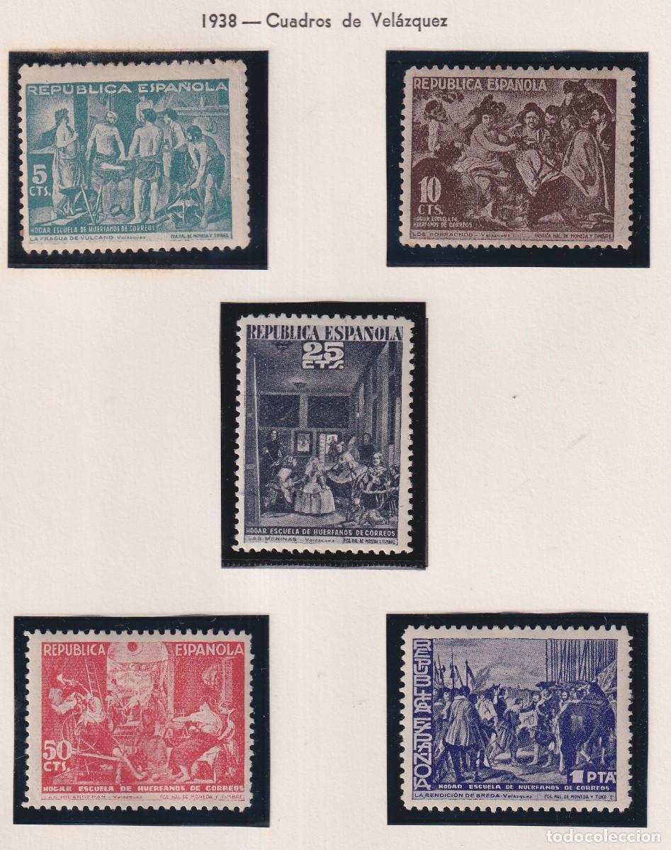 Sellos: BENEFICENCIA. Edifil 29/33. Cuadros de Vel&aacute;zquez. A&ntilde;o 1938.