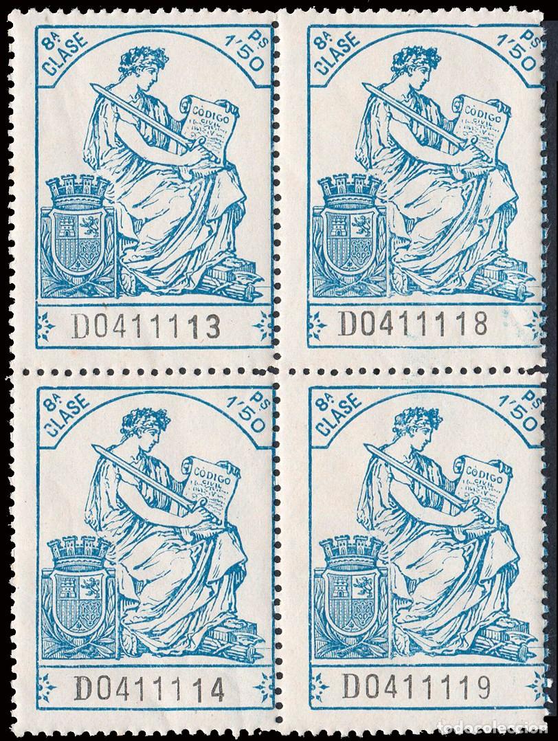 Sellos: Espa&ntilde;a - Fiscales - P&oacute;lizas - Alemany ** 627 Bl. 4 - 1932 - 1 Pta.