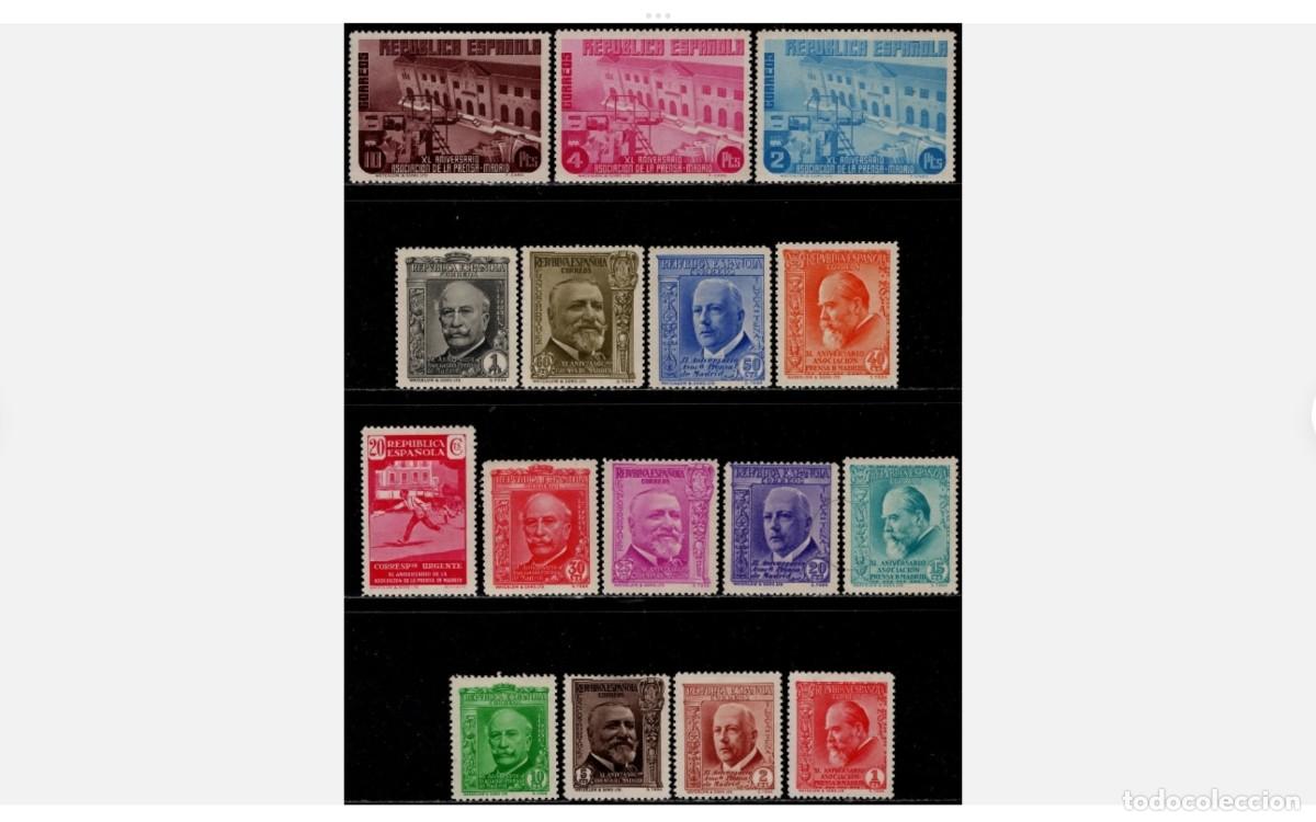 Timbres: ESPA&Ntilde;A - 1936 - II REPUBLICA - EDIFIL 695/710 - SERIE COMPLETA - MH* - NUEVOS.