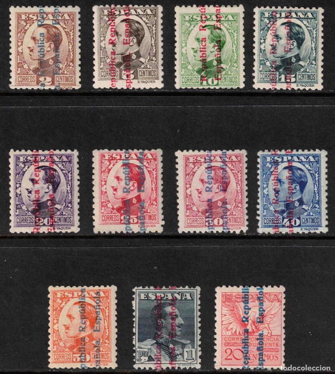 Sellos: ESPA&Ntilde;A ALFONSO XIII REPUBLICA ESPA&Ntilde;OLA ** 593/603 A&Ntilde;O 1931 - MNH - LUJO