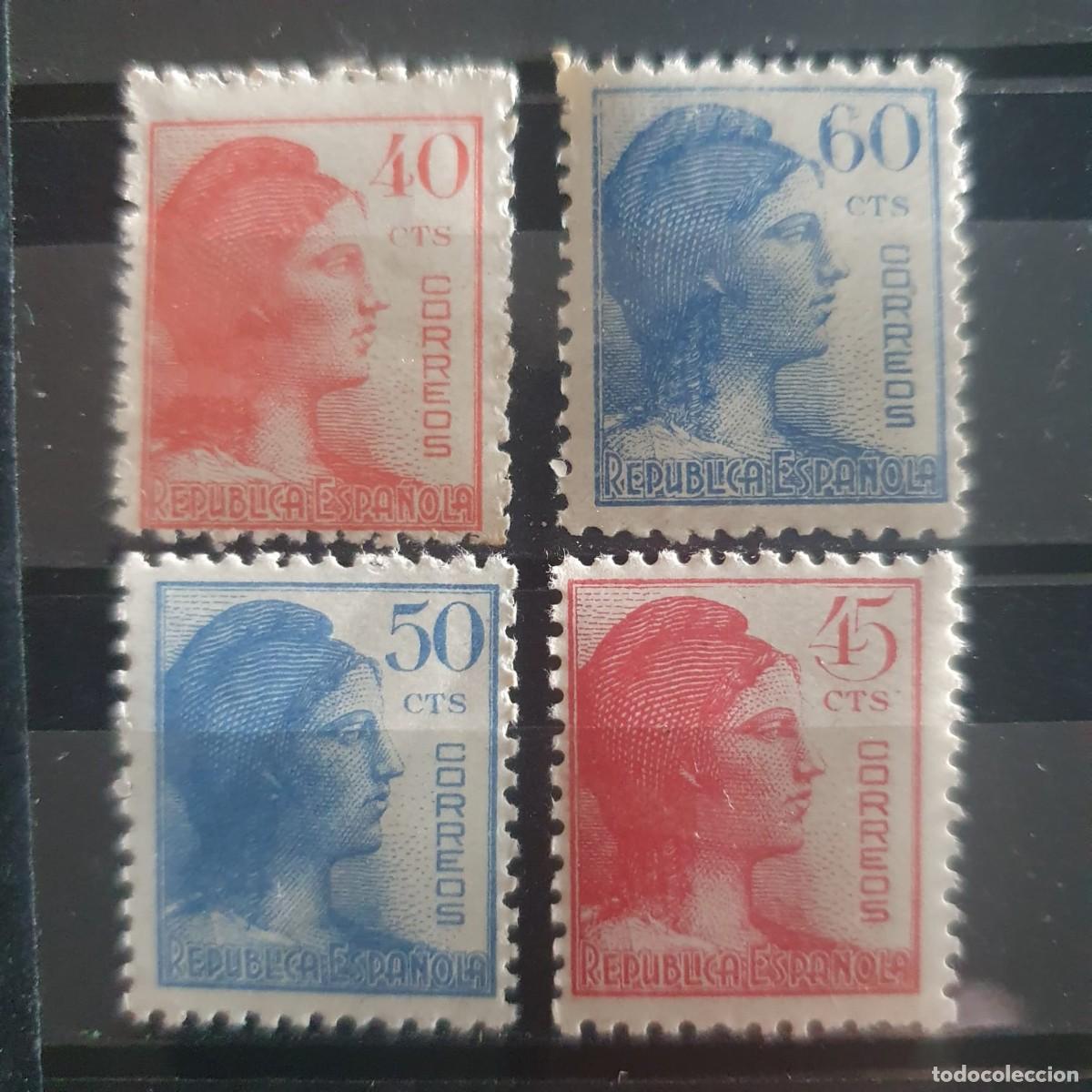 Sellos: SERIE COMPLETA EDIFIL 751 ** A 754 ** ALEGORIA REPUBLICA ESPA&Ntilde;A 1938