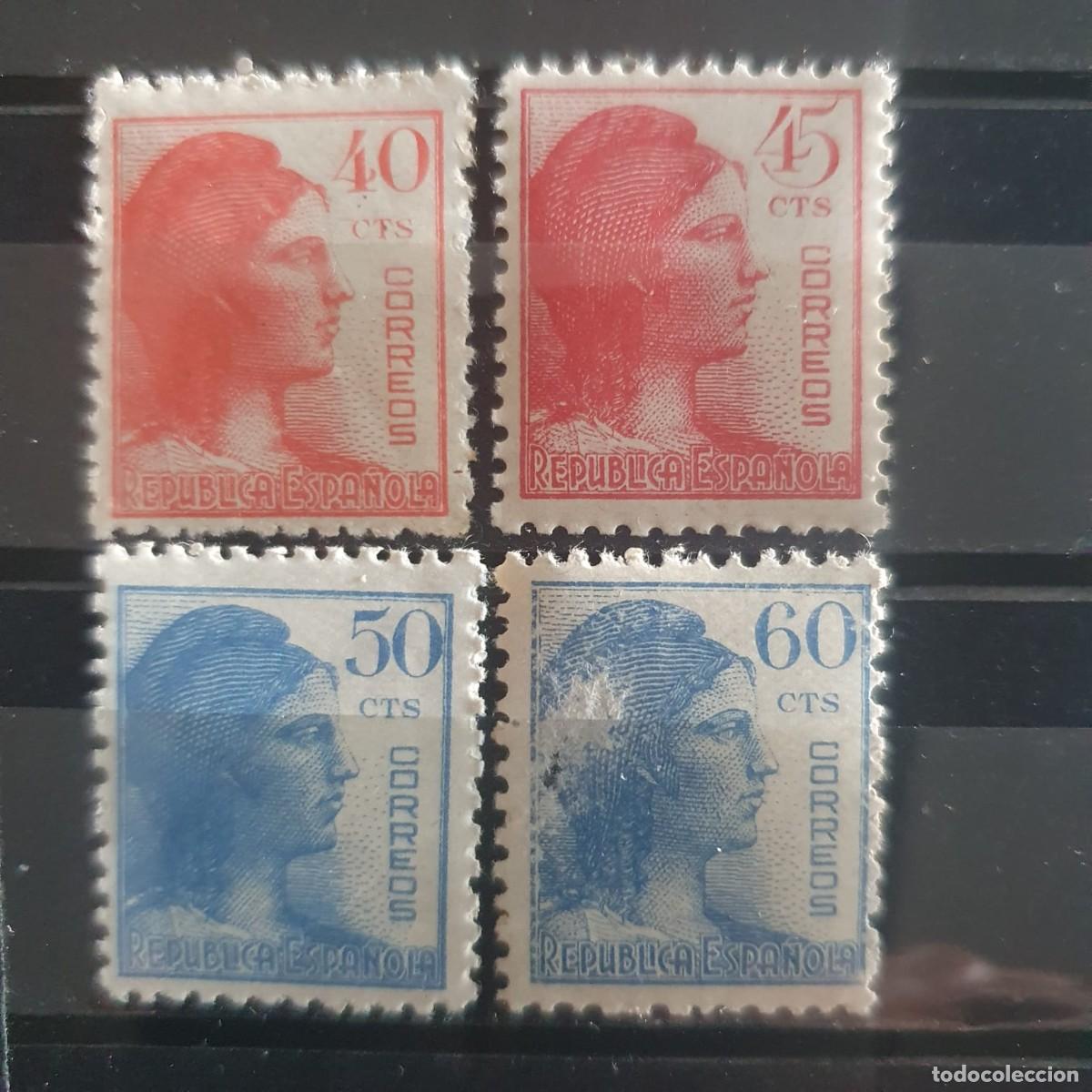 Sellos: SERIE COMPLETA EDIFIL 751 ** A 754 * ALEGORIA REPUBLICA ESPA&Ntilde;A 1938