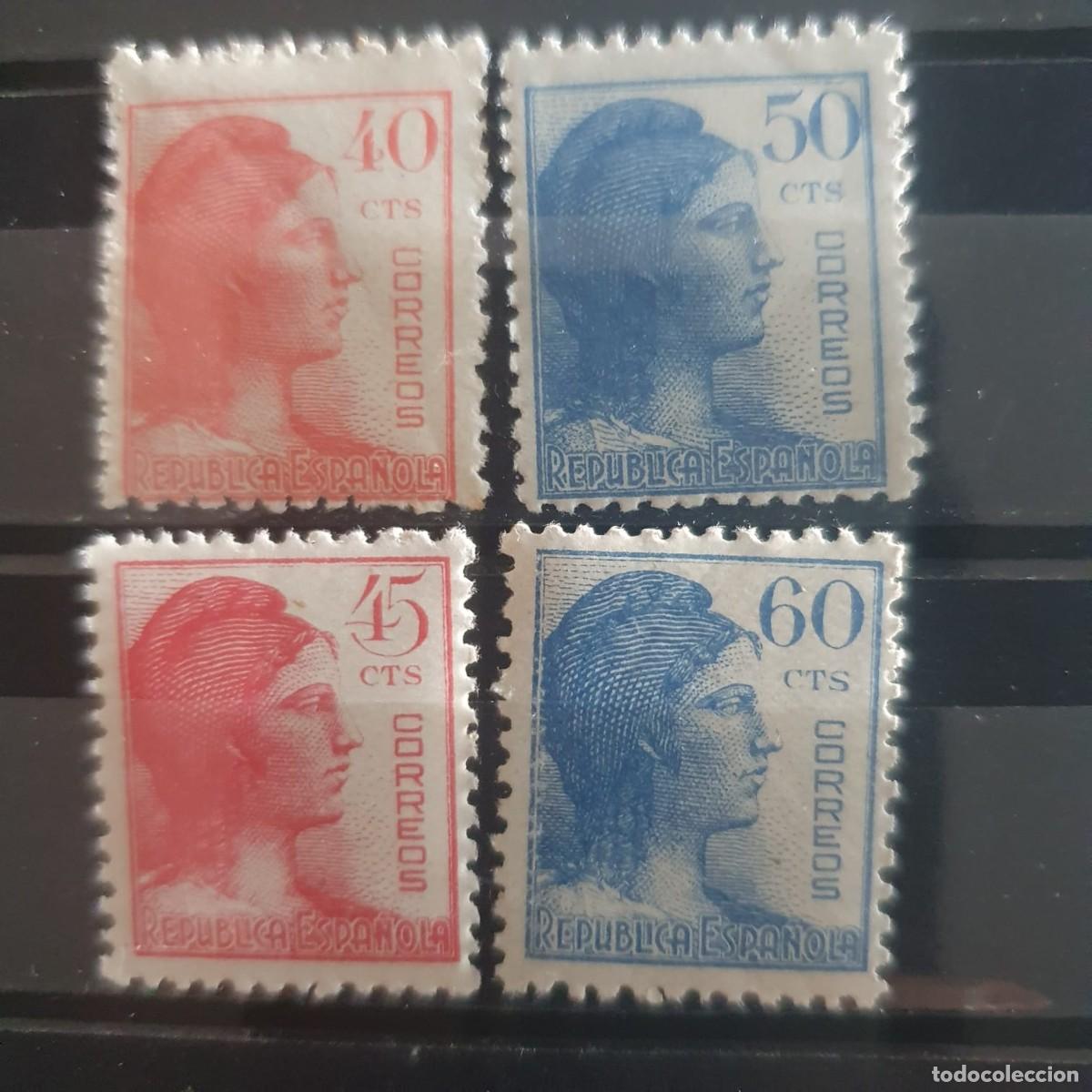 Sellos: SERIE COMPLETA EDIFIL 751 ** A 754 ** ALEGORIA REPUBLICA ESPA&Ntilde;A 1938