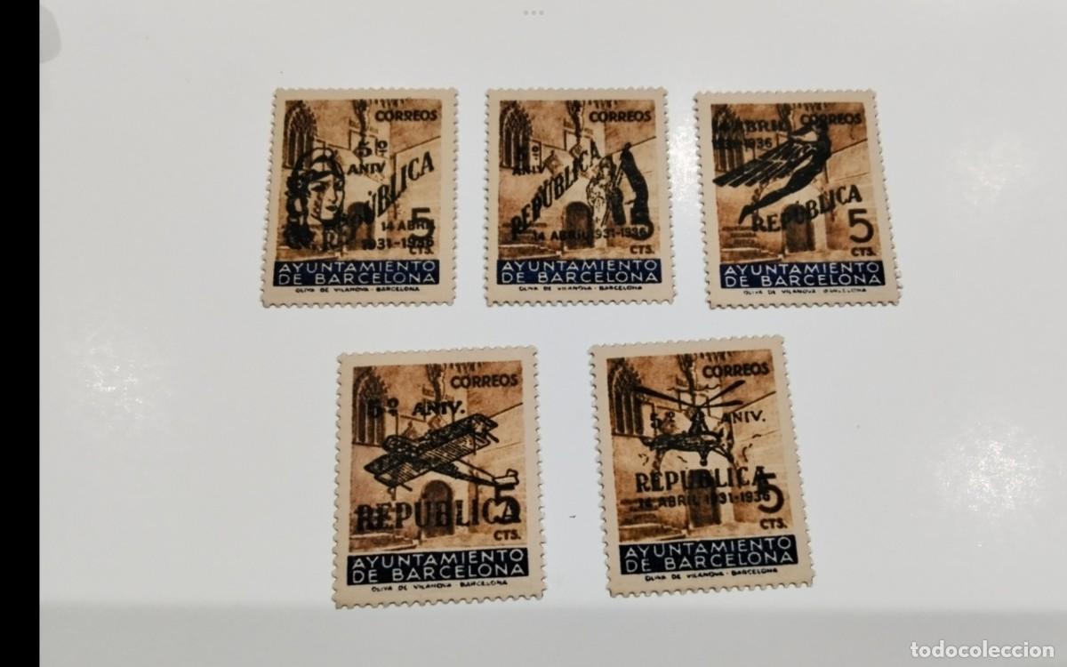 Sellos: ESPA&Ntilde;A - 1936 - II REPUBLICA - EDIFIL BARCELONA NE17/NE21 - MNH** - NUEVOS