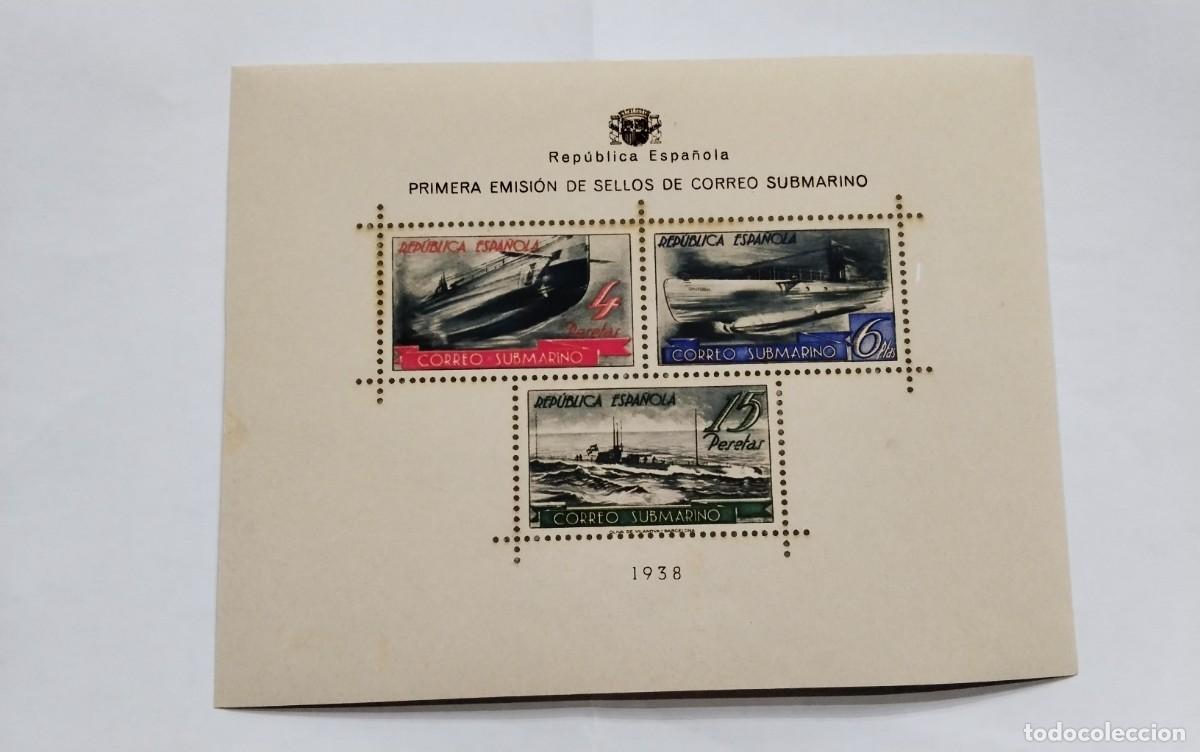 Sellos: ESPA&Ntilde;A-1938 II REPUBLICA EDIFIL 781 - HOJITA CORREO SUBMARINO MNH** - NUEVA CON GOMA