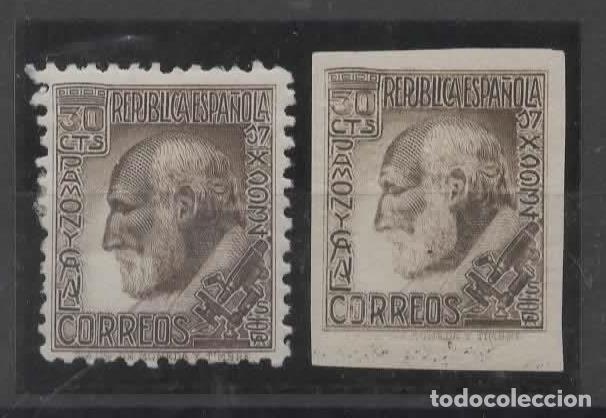 Sellos: SEGUNDA REPUBLICA 1934 RAMON Y CAJAL PREMIO NOBEL MEDICINA DENTADO Y SIN DENTAR