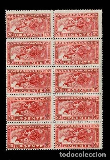 Stamps: Est.D ESPA&Ntilde;A Sellos Republicano URGENTE Edifil n&ordm; 676 Bloque de 10 ejemplares sin fijasellos VER