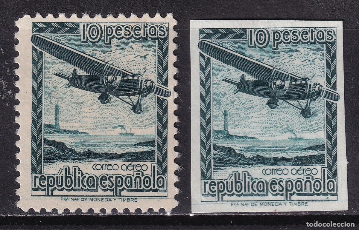 Sellos: REP&Uacute;BLICA 1939. CORREO A&Eacute;REO AVI&Oacute;N EN VUELO. NO EMITIDO DENTADO + SIN DENTAR*