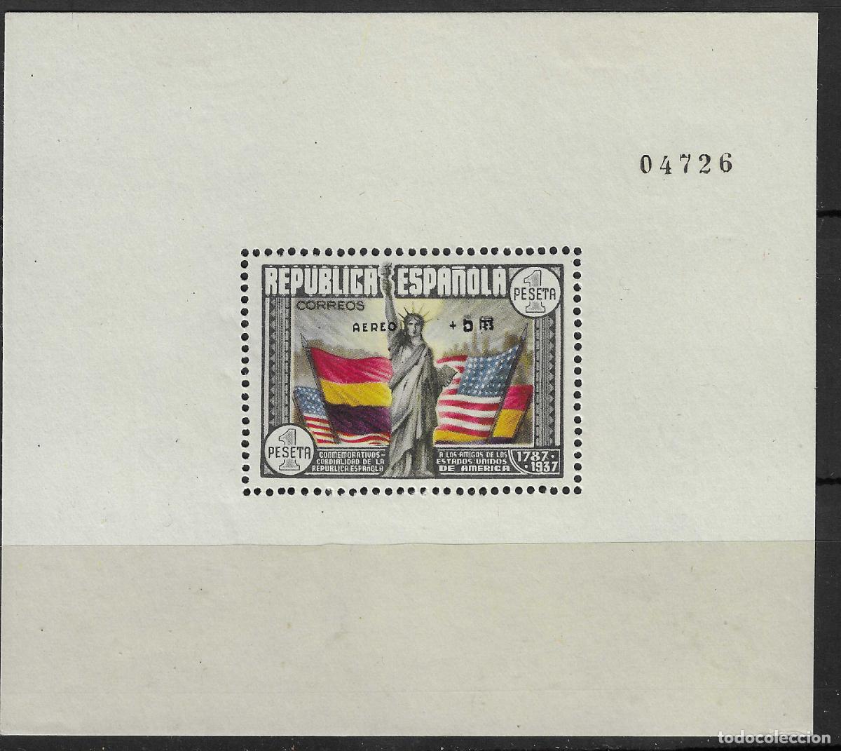 Stamps: 1938 HOJITA CONSTITUCION EEUU EDIFIL 766* HABILITADA
