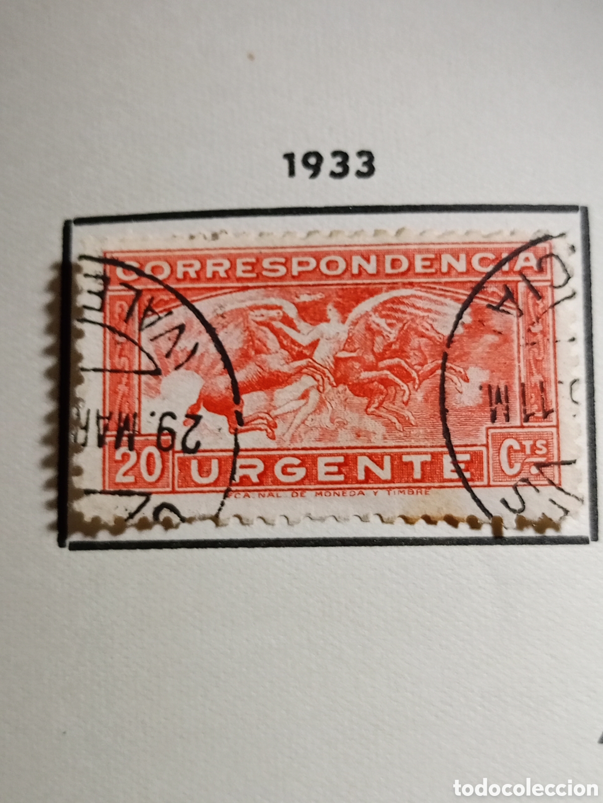 Timbres: ESPA&Ntilde;A con charnela, ANGEL Y CABALLOS 1933 sello Spain