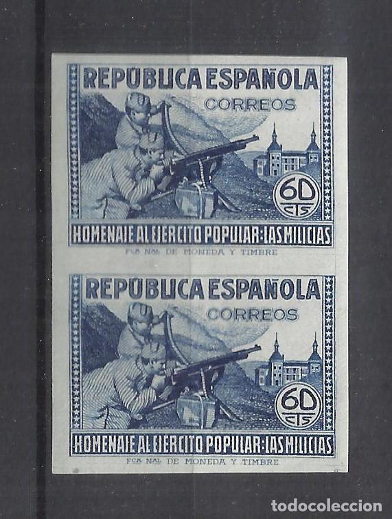 Sellos: DUO HOMENAJE EJERCITO POPULAR 1938 EDIFIL 796 S nuevo*/** SIN DENTAR VALOR 2002 CATALOGO 69.- EUROS