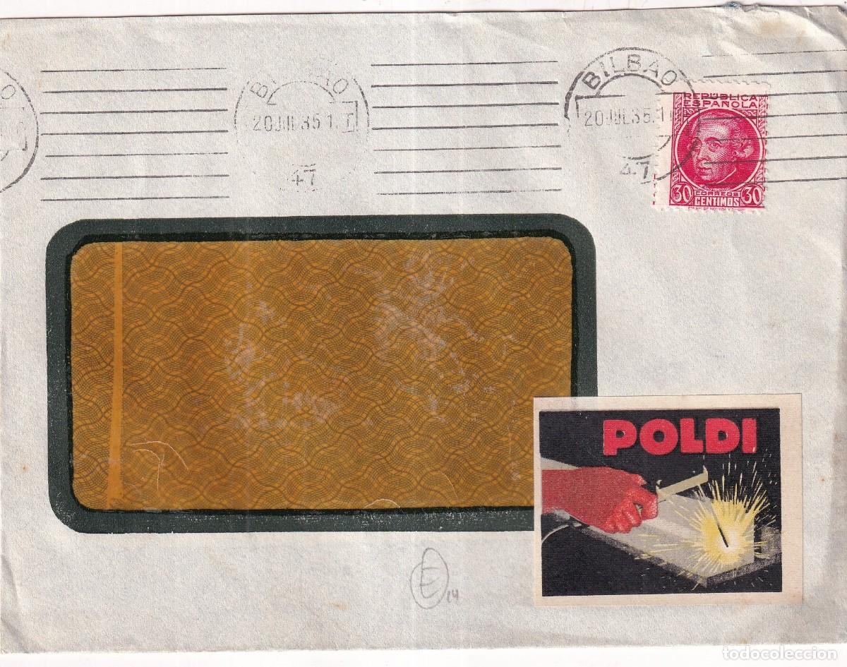 Timbres: SOBRE CON VI&Ntilde;ETA PUBLICITARIA ACERO POLDI, BILBAO. CIRCULADA. REP&Uacute;BLICA.