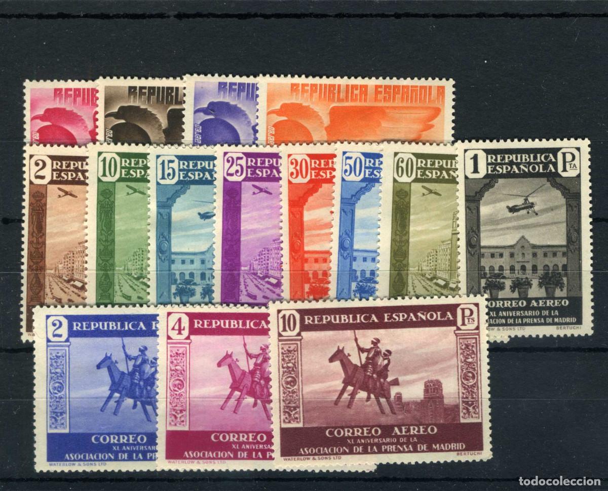 Sellos: XS- Asociaci&oacute;n de la Prensa Aereos 1936 Ed. 711-725 Nuevos con fijasellos MH* pero...