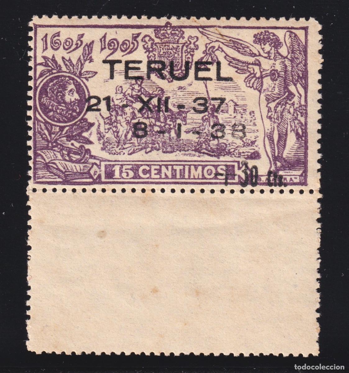 Sellos: ESPA&Ntilde;A TERUEL * NE32 NO EXPENDIDO - A&Ntilde;O 1938 - CERTIFICADO COMEX y EXFIMA - MH