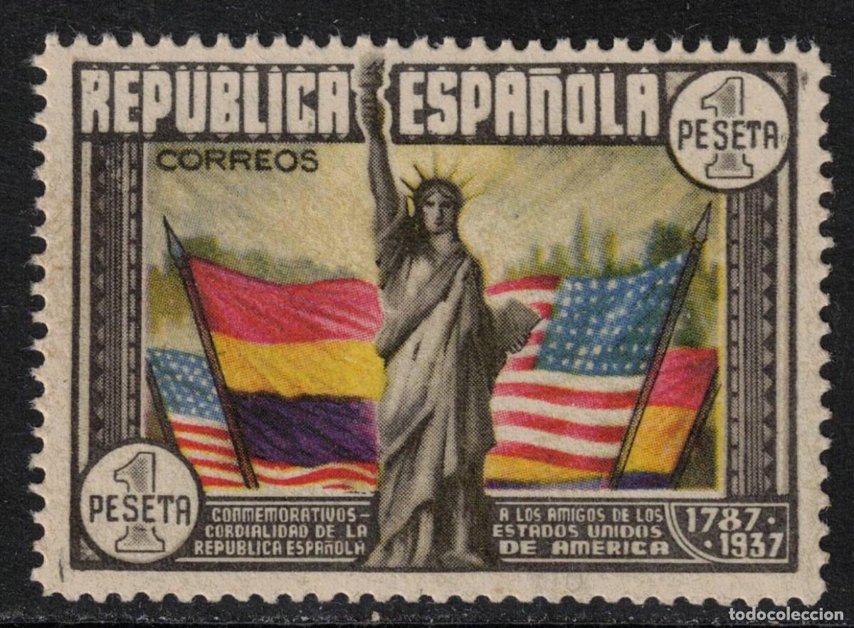 Sellos: ESPA&Ntilde;A ANIVERSARIO CONSTITUCION EEUU * 763 A&Ntilde;O 1938 - MH