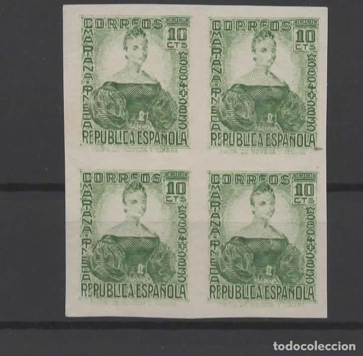 Sellos: SPAIN SEGUNDA REPUBLICA MARIANA PINEDA BLOQUE DE 4 SIN DENTAR MNH