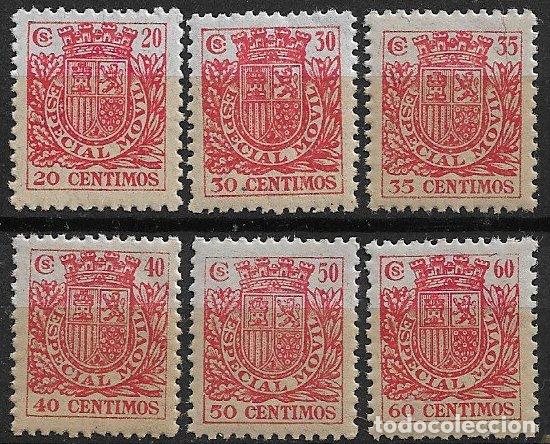 Sellos: FISCALES, Especial M&oacute;vil, 1937 Alemany n&ordm; 97 a 102 * *