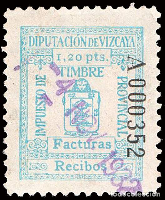 Sellos: Espa&ntilde;a - Fiscales - Diputaci&oacute;n Vizcaya - S/Cat o 1,20 Ptas Facturas y Recibos