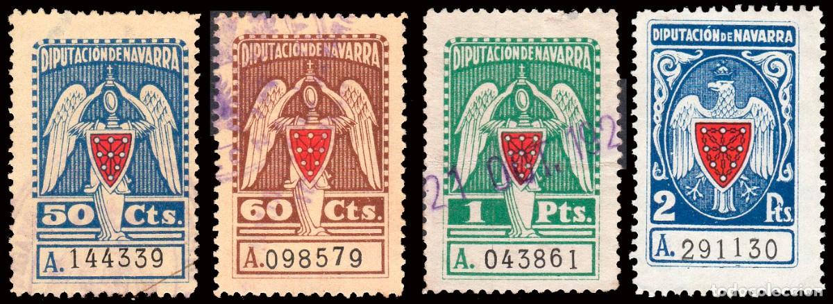 Sellos: Espa&ntilde;a - Fiscales - Diputaci&oacute;n Navarra - Alemany (*)/o 8+9+10+13