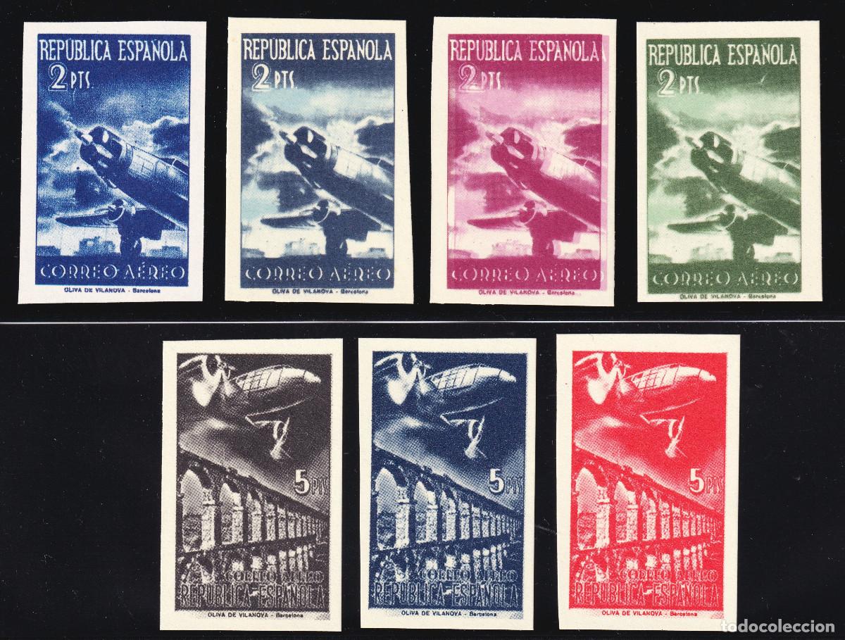 Sellos: ESPA&Ntilde;A AVIONES Y PAISAJES * NE39/NE45 NO EXPENDIDOS - A&Ntilde;O 1939 - LUJO