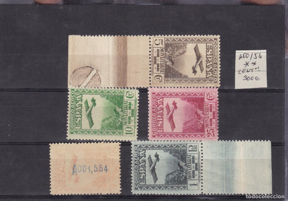 Sellos: FC4-147-MONTSERRAT A&eacute;reos Edifil 650/54 ** Sin Fijasellos. Centrados. Perfectos + 300 euros