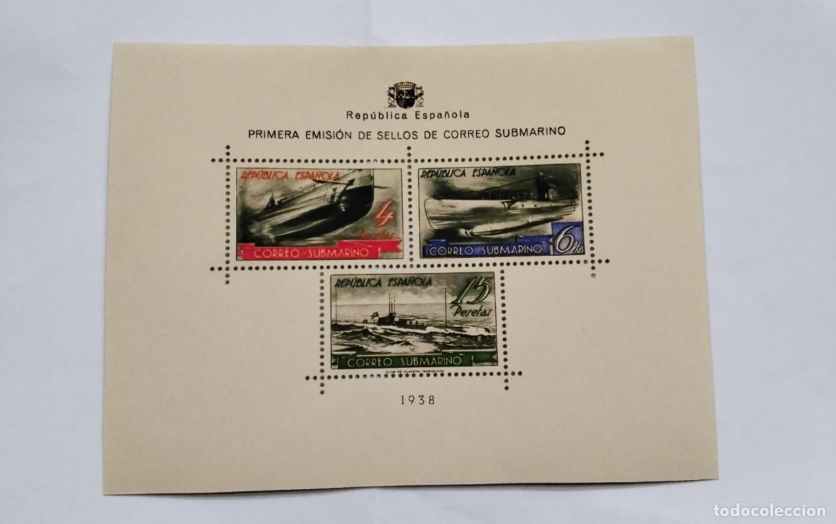 Sellos: ESPA&Ntilde;A-1938 II REPUBLICA EDIFIL 781 - HOJITA CORREO SUBMARINO MNH** - NUEVA CON GOMA