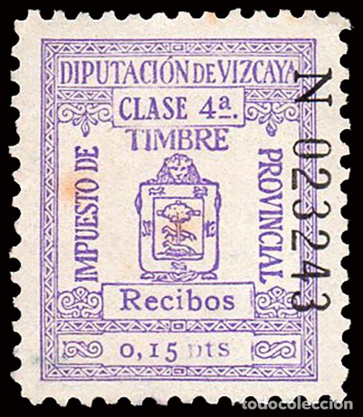 Sellos: Espa&ntilde;a - Fiscales - Diputaci&oacute;n Vizcaya - Alemany (*) 169 - 1932 - &rdquo;0,15 Ptas Timbre Recibos&rdquo;