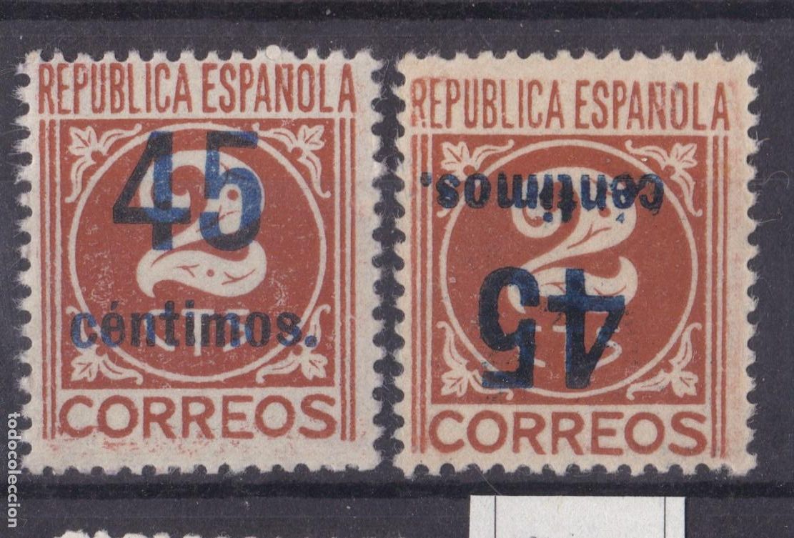 Sellos: SS3- CIFRA Rep&uacute;blica VARIEDAD Sobrecarga Azul Oscuro / Claro. Una INVERTIDA ** Sin Fijasellos