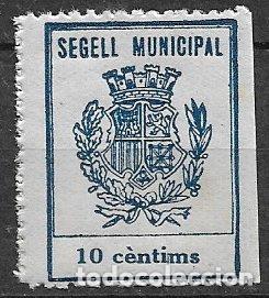 Sellos: FISCALES, Timbre municipal, Ribas de Freser, 10 cts. azul * *