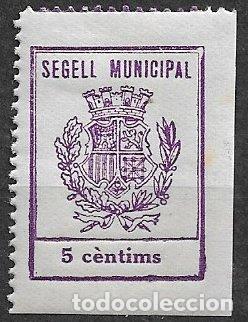 Sellos: FISCALES, Timbre municipal, Ribas de Freser, 5 cts. violeta * *
