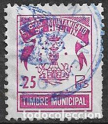 Sellos: FISCALES, Timbre municipal, Hell&iacute;n, 25 ptas lila (o)