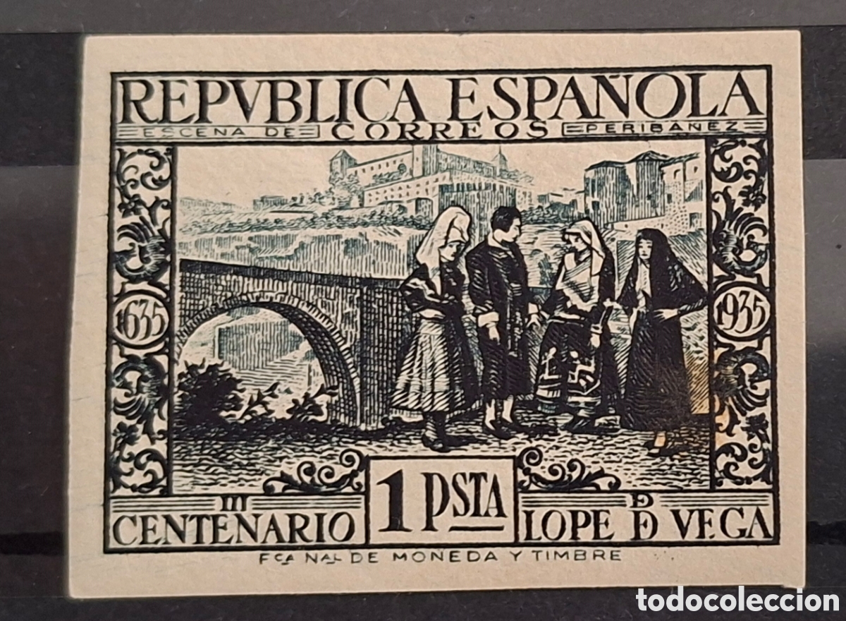 Sellos: Espa&ntilde;a sello lope de vega 1935 sin dentar Nuevo**