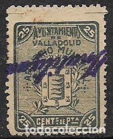 Sellos: FISCALES, Sello Municipal, Valladolid, 25 cts. negro verdoso (o)
