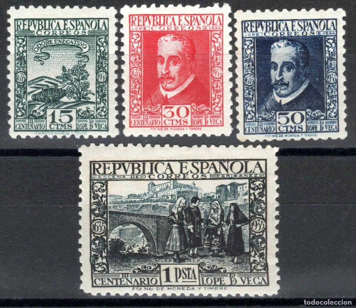Sellos: EDIFIL 690-693 CENTENARIO MUERTE DE LOPE DE VEGA 1935. CENTRADO DE LUJO. V.CAT&Aacute;LOGO: 240 &euro;. MNH **