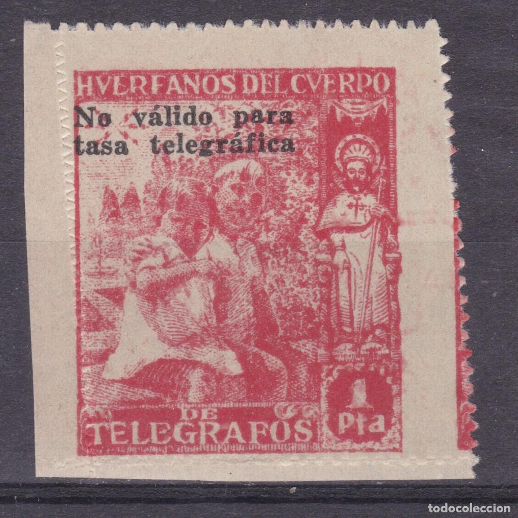 Francobolli: SS8- BENEFICENCIA Hu&eacute;rfanos TELEGRAFOS 1 Pta Variedad DENTADO DIAGONAL ** Sin Fijasellos . LUJO