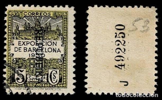 Stamps: 172-53 Ayuntamiento de Barcelona - Edifil n&ordm; 6 Scga. VERTICAL de Kurz - REPUBLIKA - (K en lugar d