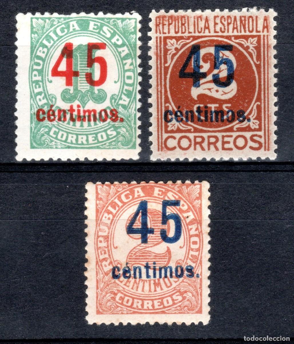 Sellos: EDIFIL 742-744 CIFRAS 1938. HABILITADOS CON NUEVO VALOR. VALOR CAT&Aacute;LOGO: 40 &euro;. MNH**(SALIDA: 0,01 &euro;)
