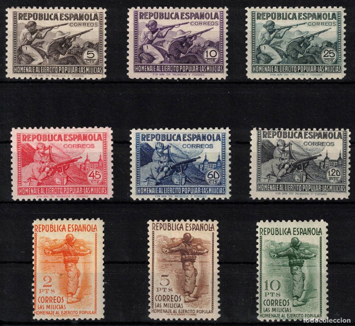 Sellos: ESPA&Ntilde;A - HOMENAJE AL EJERCITO POPULAR ** 792/800 - A&Ntilde;O 1938 - MNH - LUJO