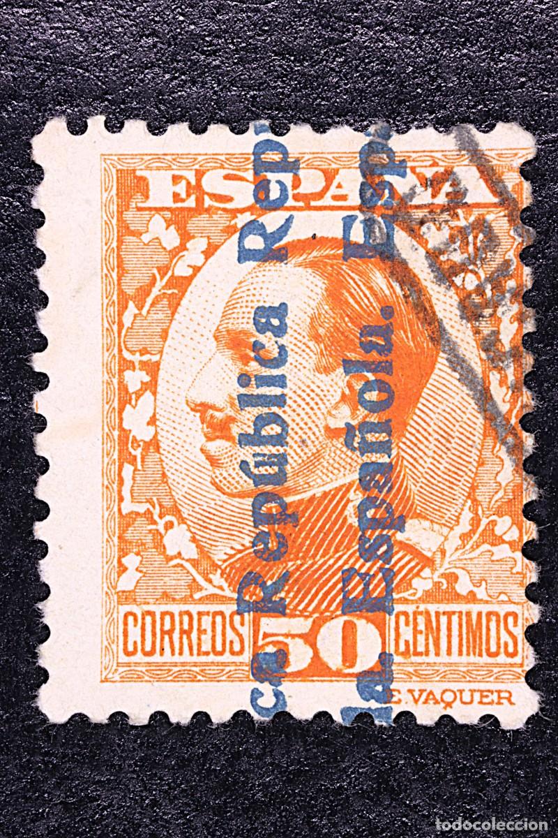 Sellos: Sello Postal. 1931. Espa&ntilde;a. 50 C&eacute;ntimos. Usado. Sobrecarga &ldquo;Rep&uacute;blica Espa&ntilde;ola&rdquo;. Postage stamp.