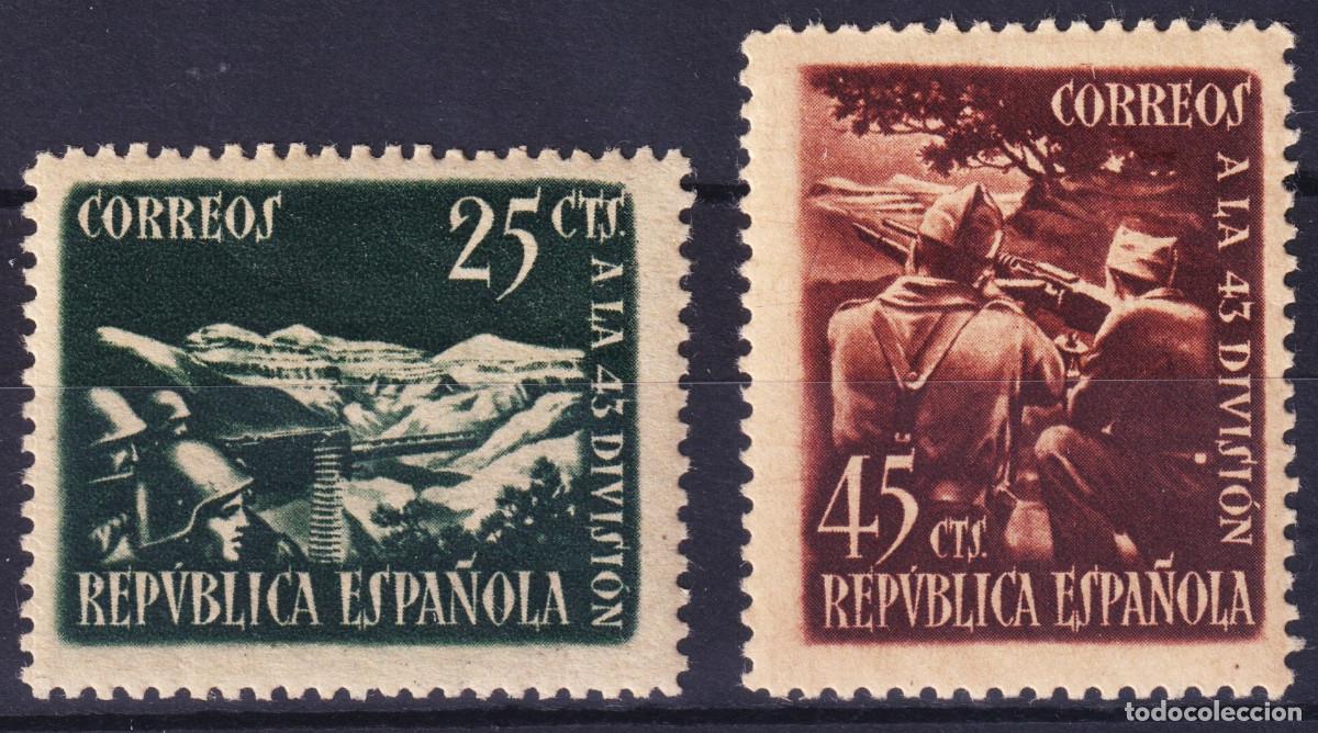 Sellos: ESPA&Ntilde;A - HOMENAJE A LA 43 DIVISION * 787/788 - A&Ntilde;O 1938 - MH